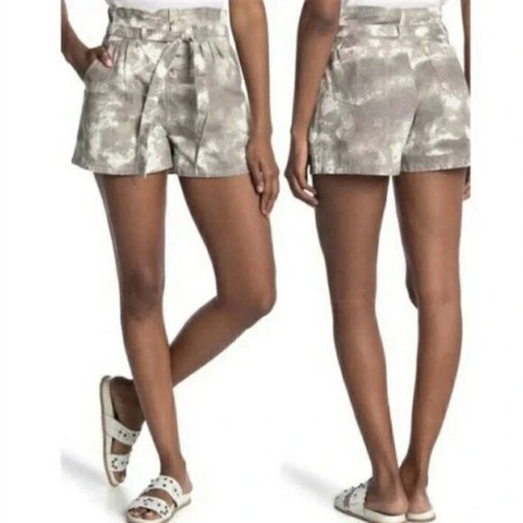 MUSTARD SEED Tie Dye Paperbag High Waist Shorts Button Fly Mushroom Sz M - Picture 1 of 6